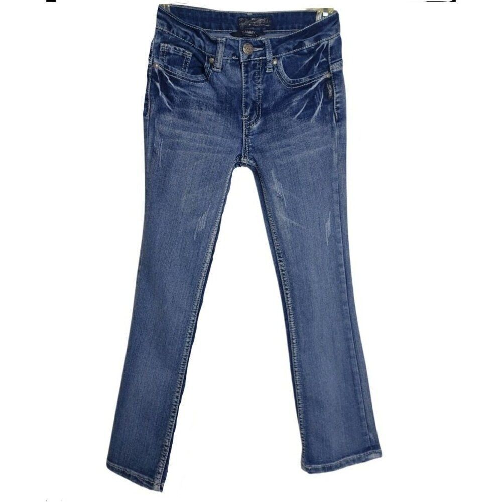 Silver Jeans Co. Girls Bootcut Jeans Size 8 Tammy Blue Denim Distressed Cotton